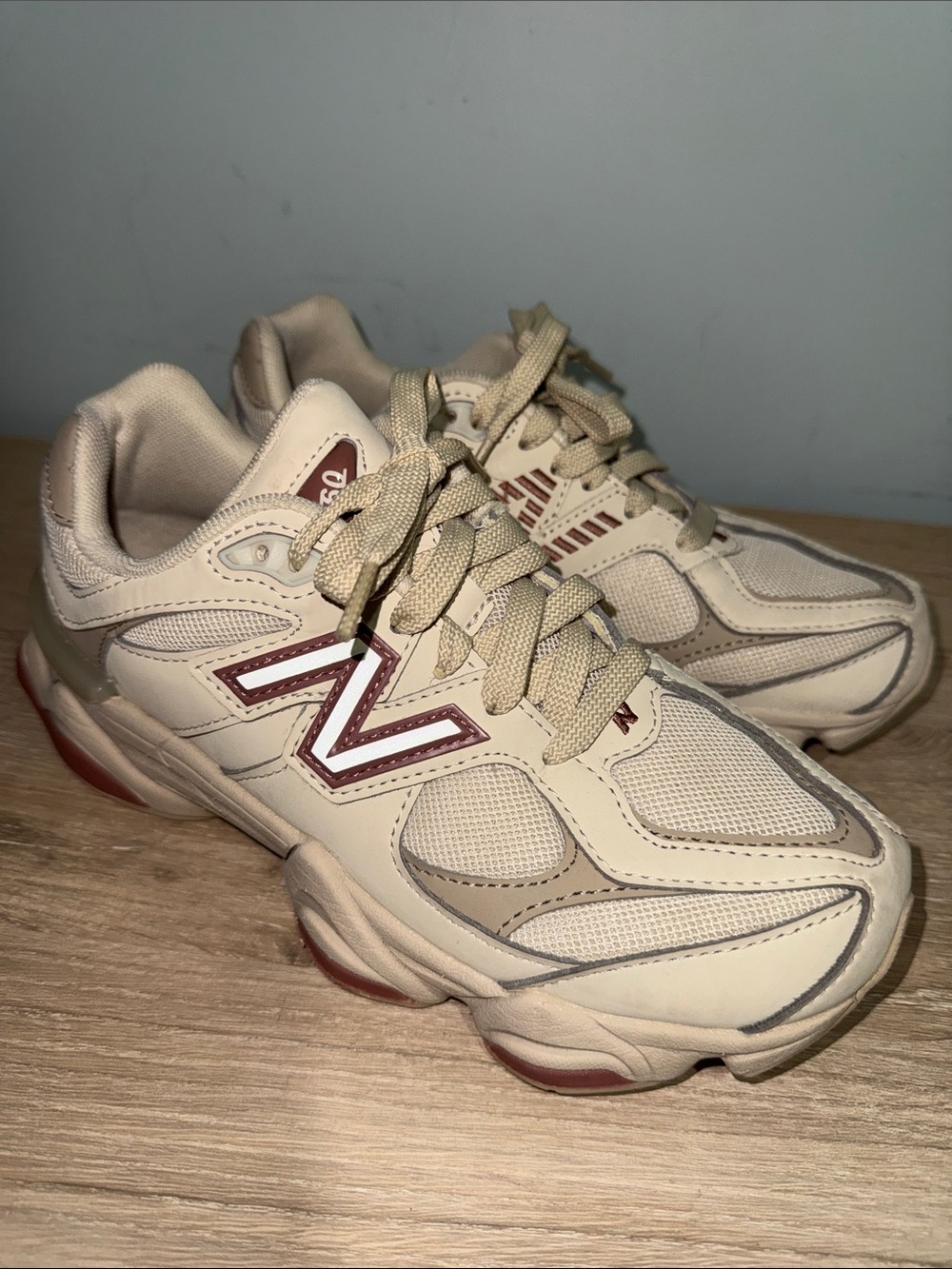 New Balance Cream/Tan 9060 Sneakers - Picture 2 of 5